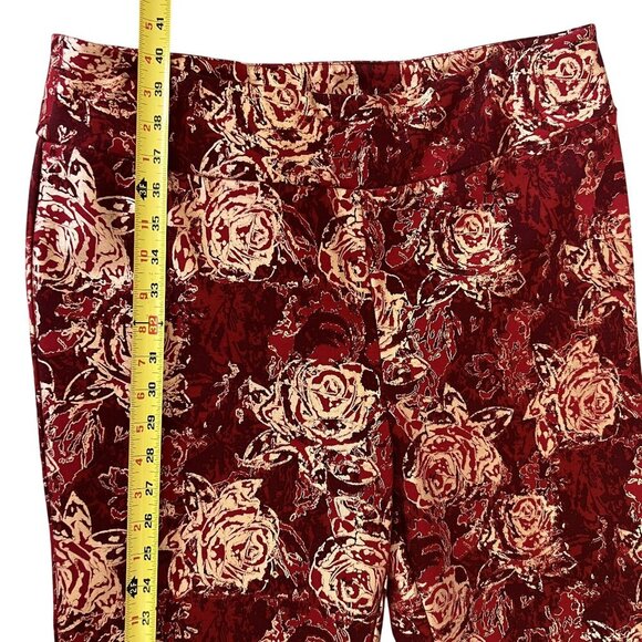 Soft Surroundings New XL Red Gold Floral Perfect Ponte Straight Leg Serrano Pant - Picture 9 of 12